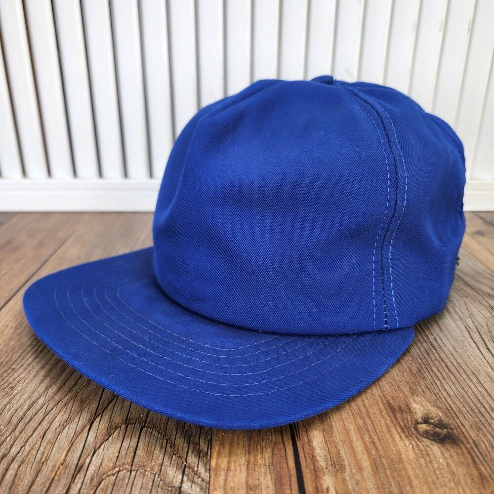VINTAGE New Era Pro Design Made in USA Snapback Hat Royal Blue 5-Panel Plain Cap